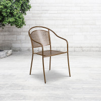 Flash Furniture CO-3-GD-GG Steel Patio Arm Chair in Gold